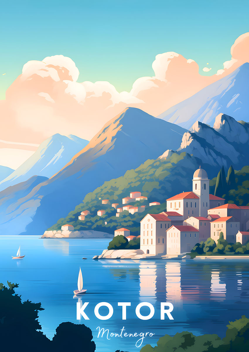 Kotor Landscape Canvas Print & Poster Wall Art - AI PRINT LAB